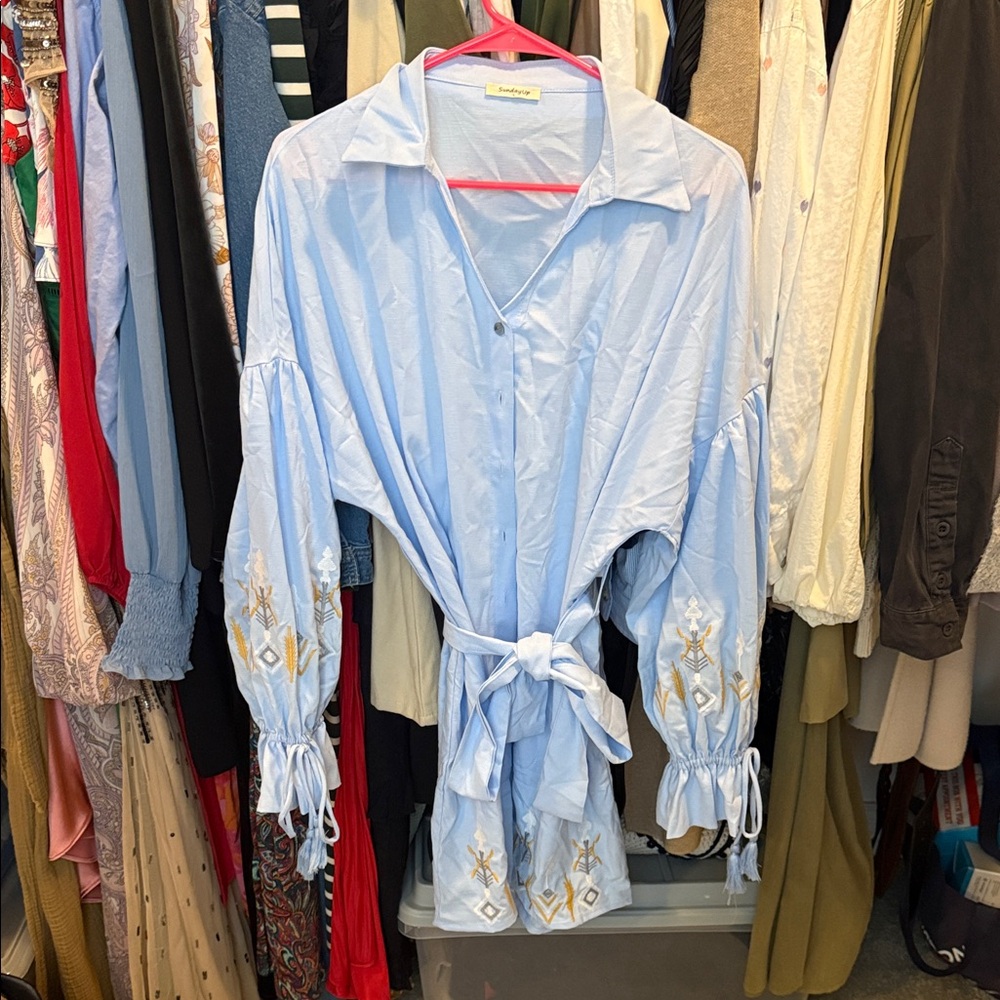 Embroidered Blue Dress